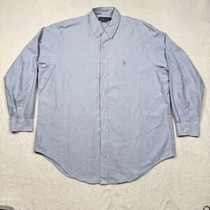 Ralph Lauren Shirt Mens 17-35 Blue Oxford‎ Button Down Long Sleeve Pony Logo